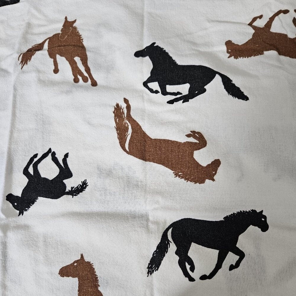 Hatley Twin Sheet Set 3pc Horses Print 100% Cotton Flat Fitted Pillowcase Equine